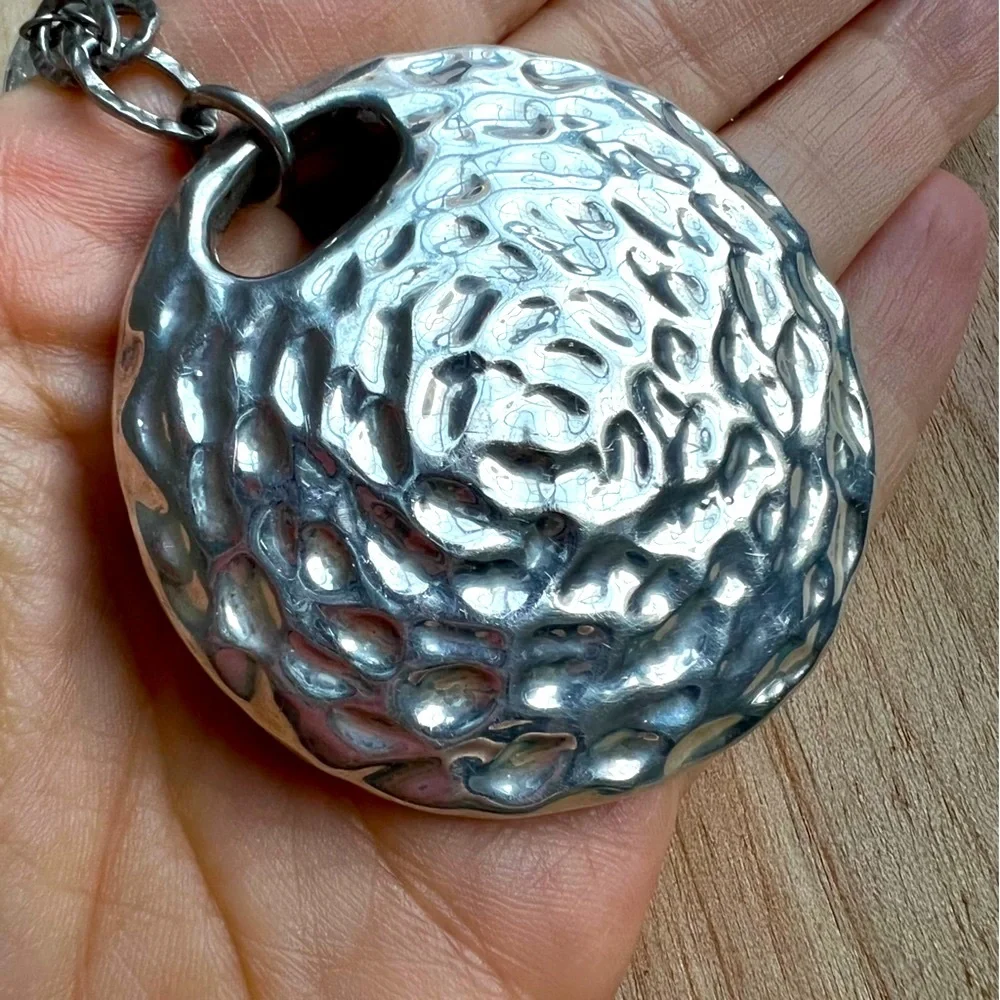 Simon Sebbag Sterling silver double strand chain necklace hammered silver